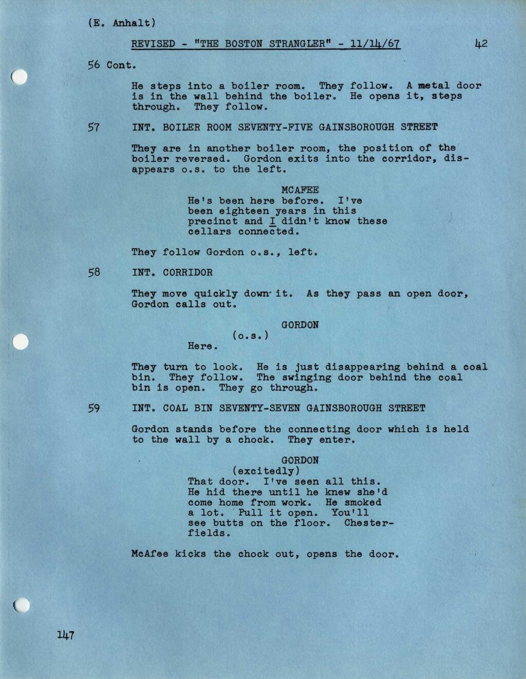 BOSTON STRANGLER, THE (Nov 7, 1967) Revised 2nd Draft screenplay by Edward Anhalt - Image 4