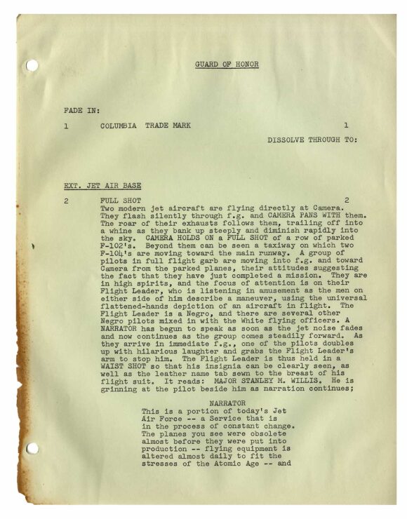 GUARD OF HONOR (1956) Final Draft screenplay by Richard Murphy dated Sep. 5, 1956 - Image 3