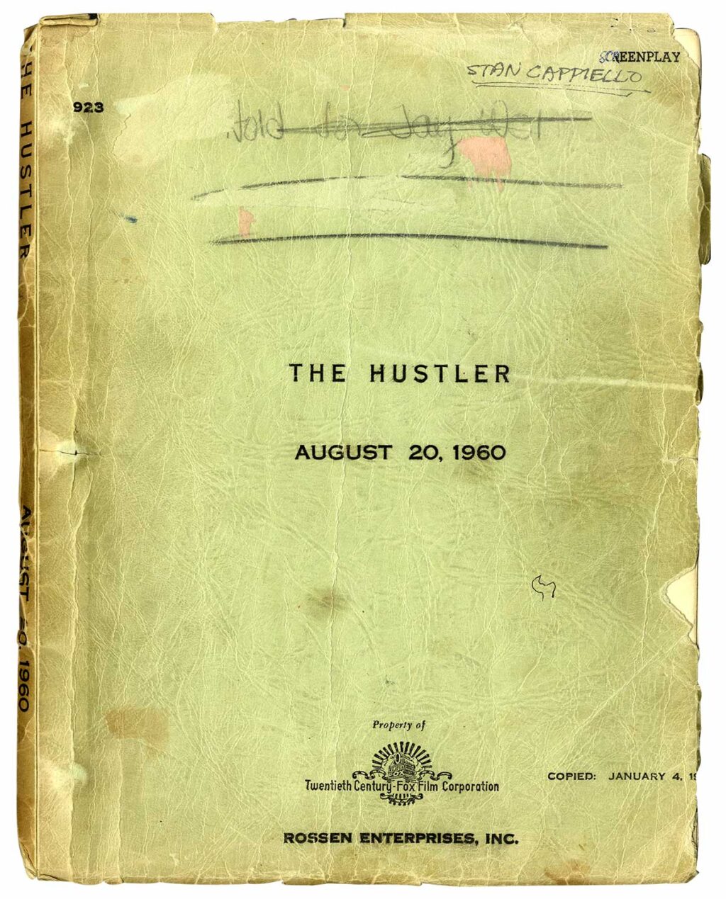 HUSTLER, THE (1960) Script