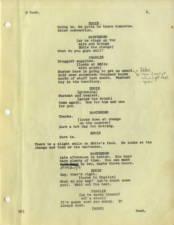 HUSTLER, THE (1960) Script - Image 3