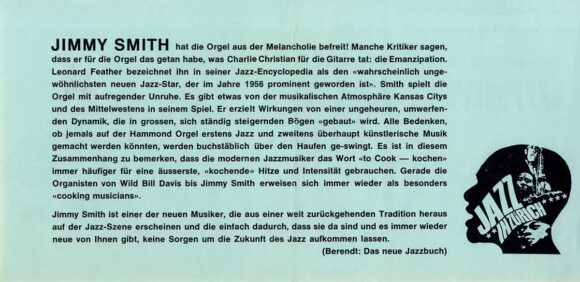 JIMMY SMITH TRIO (1968) Swiss concert flyer