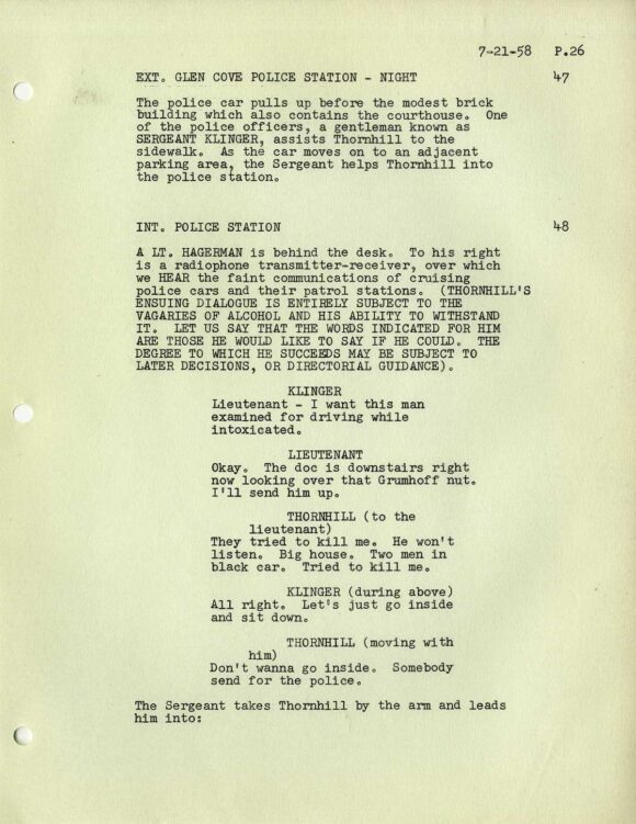 NORTH BY NORTHWEST [under working title THE MAN ON LINCOLN'S NOSE] Screenplay dated Aug 8, 1958 - Image 4