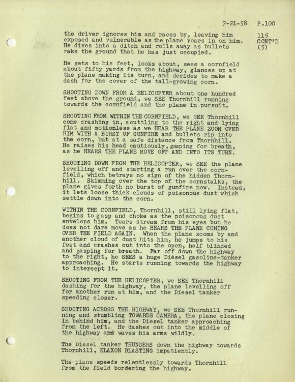 NORTH BY NORTHWEST [under working title THE MAN ON LINCOLN'S NOSE] Screenplay dated Aug 8, 1958 - Image 3