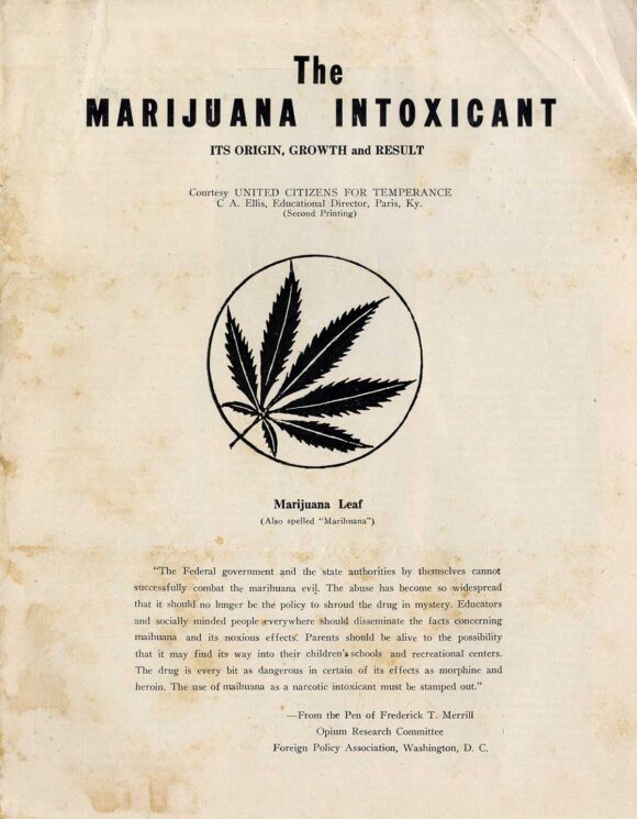 MARIJUANA INTOXICANT, THE: ITS ORIGIN, GROWTH and RESULT [1950s] C. A. Ellis (author)