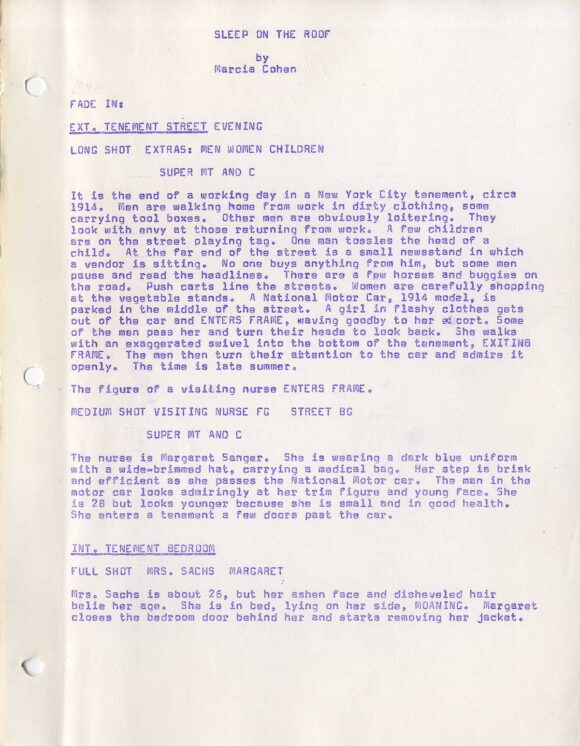 SLEEP ON THE ROOF (1967) Unproduced script based on the life of Margaret Sanger - Image 3