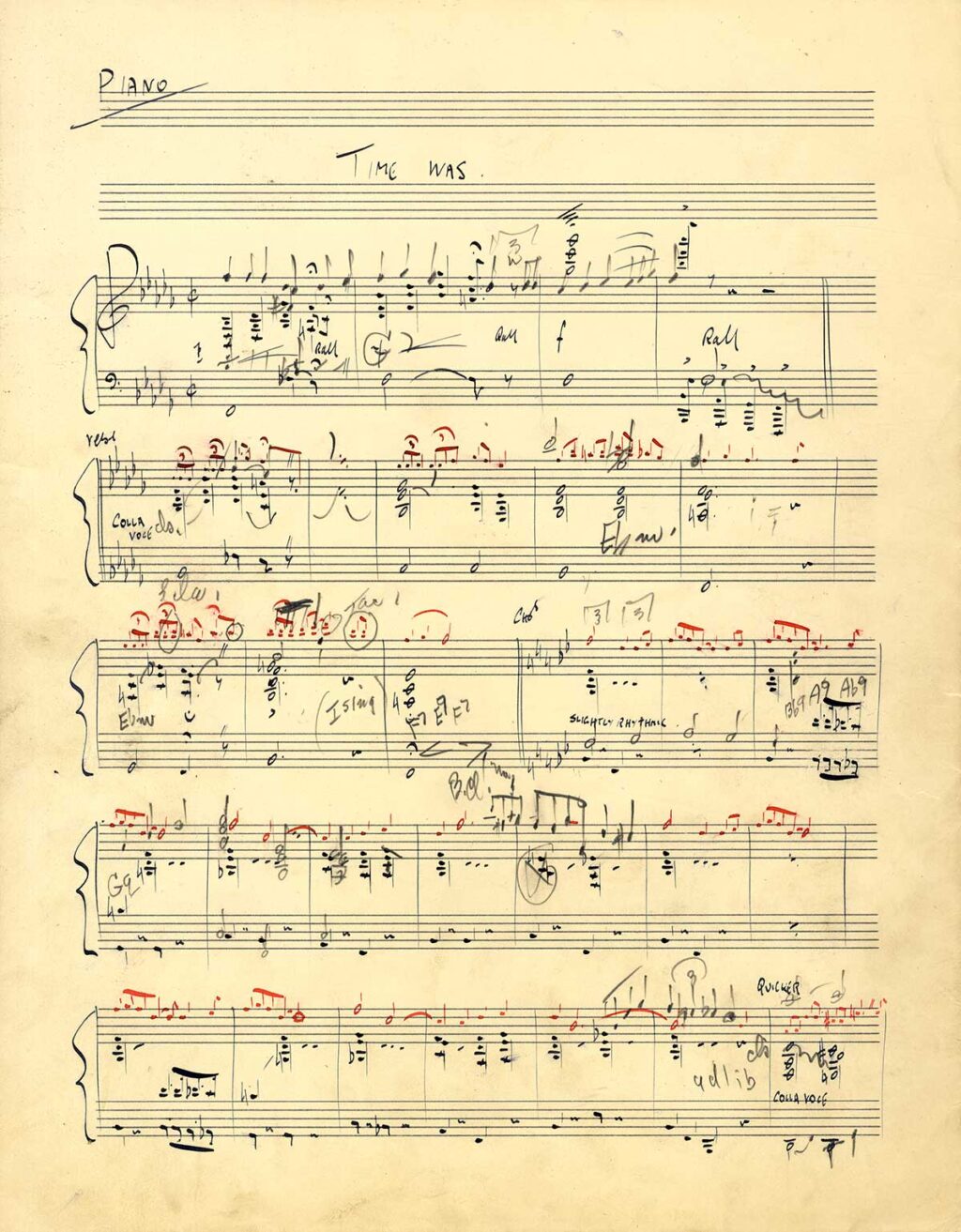 ANNA SOSENKO [ca. 1933] Handwritten music score for "Time Was" - Image 3