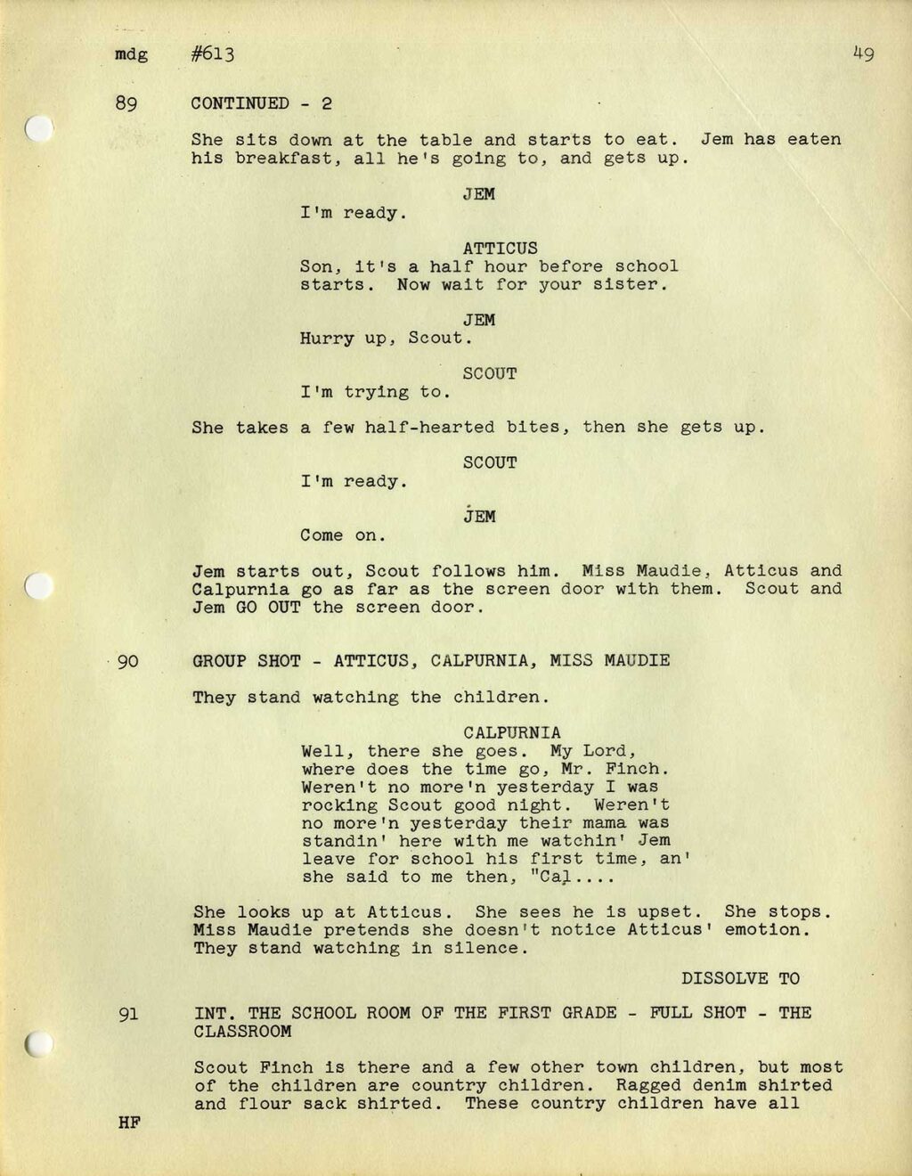 TO KILL A MOCKINGBIRD (Oct 3, 1961) First Draft screenplay by Horton Foote - Image 4