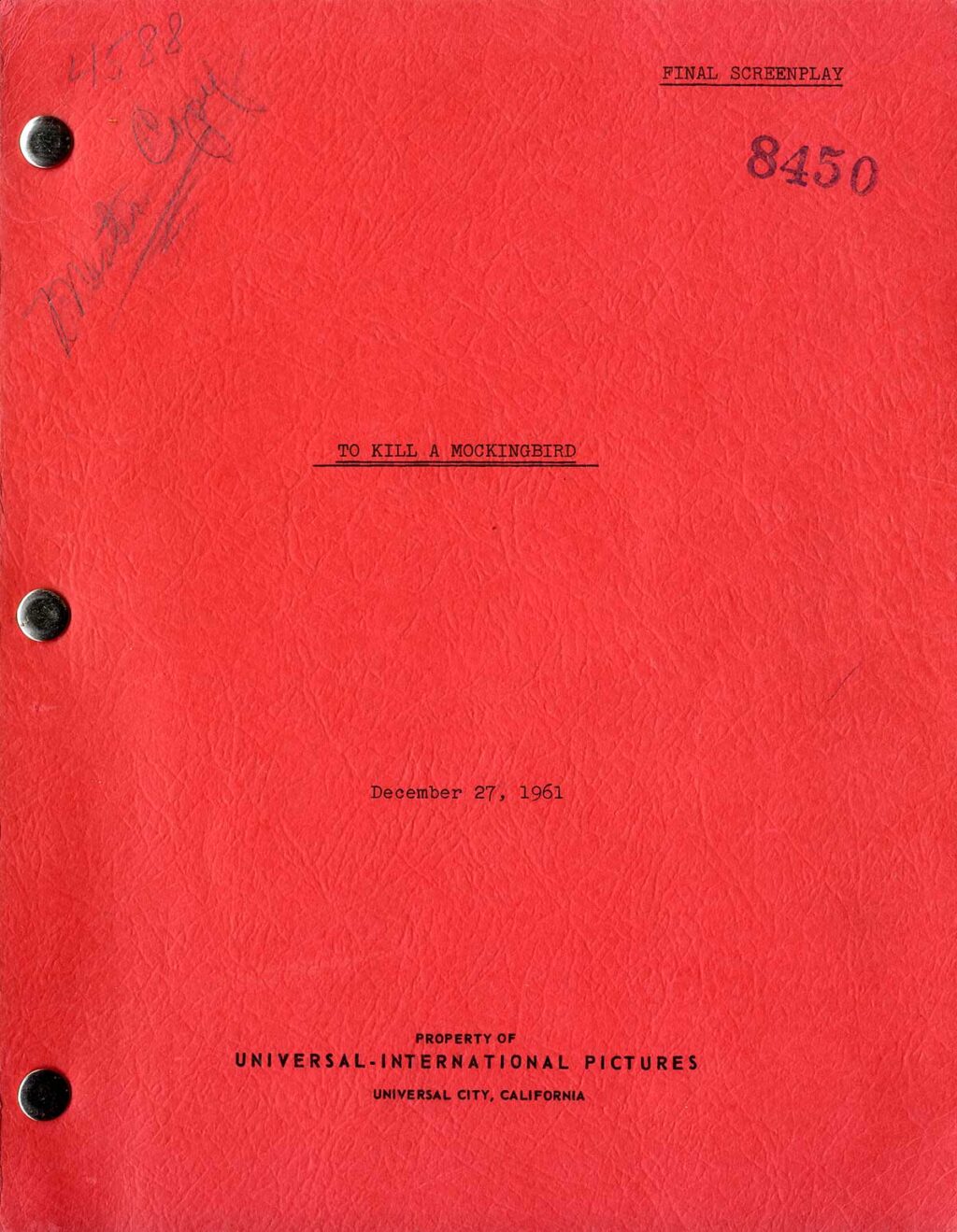 TO KILL A MOCKINGBIRD (Dec 27, 1961) Final draft script by Horton Foote