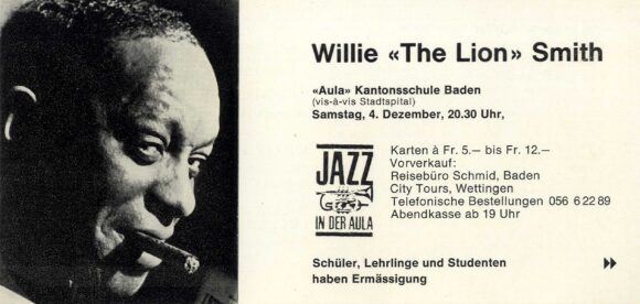 WILLIE "THE LION" SMITH (1965) Swiss concert flyer