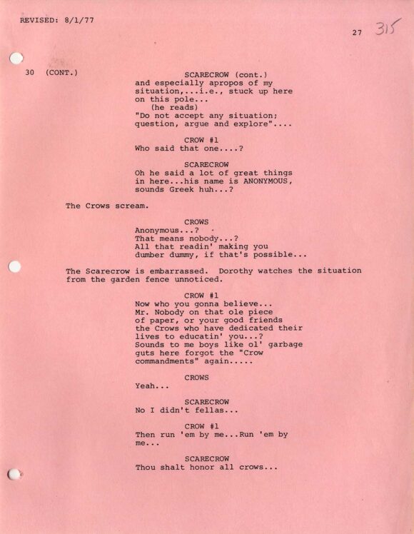 WIZ, THE (1978) Third draft screenplay dated May 15, 1977 - Image 3