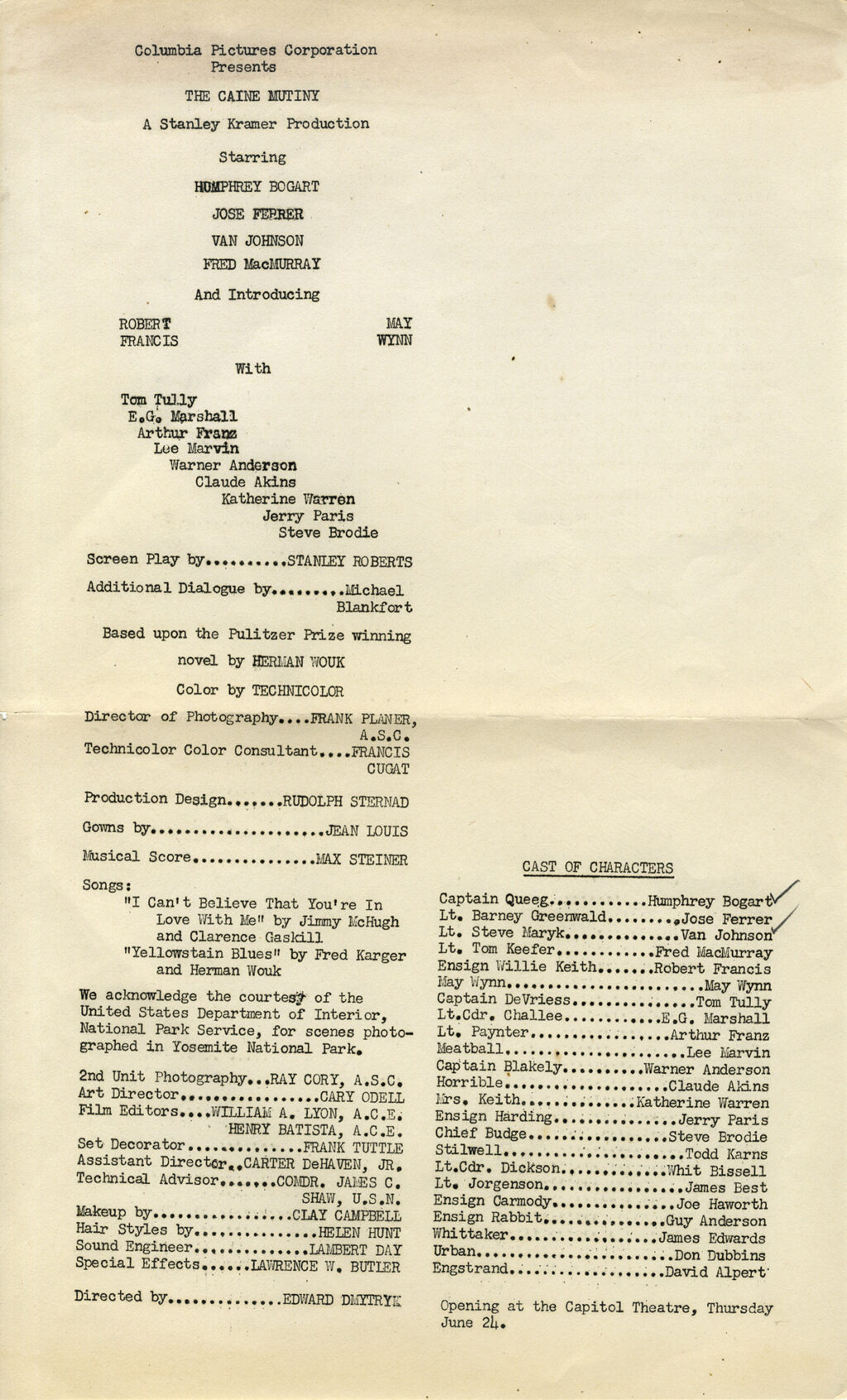 CAINE MUTINY, THE (1954) Final Draft screenplay by Stanley Roberts, Michael Blankfort, May 6, 1953 - Image 3