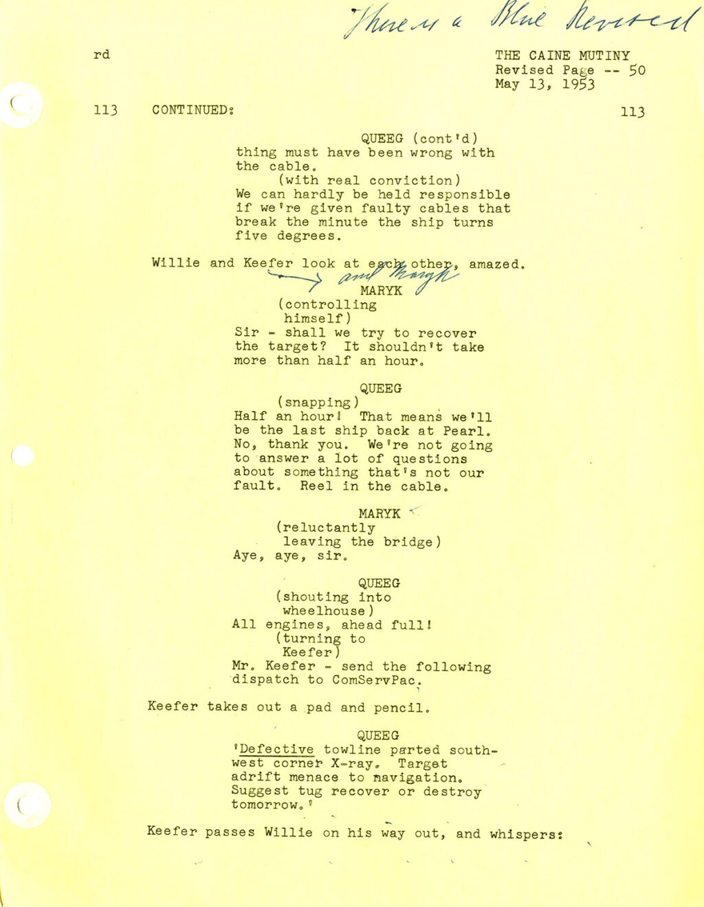 CAINE MUTINY, THE (1954) Final Draft screenplay by Stanley Roberts, Michael Blankfort, May 6, 1953