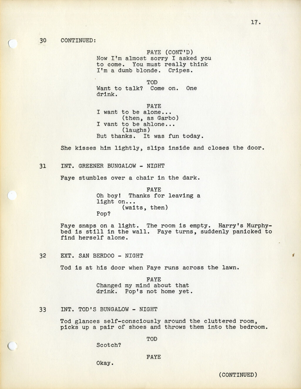 DAY OF THE LOCUST, THE (1975) Adapted screenplay by Waldo Salt