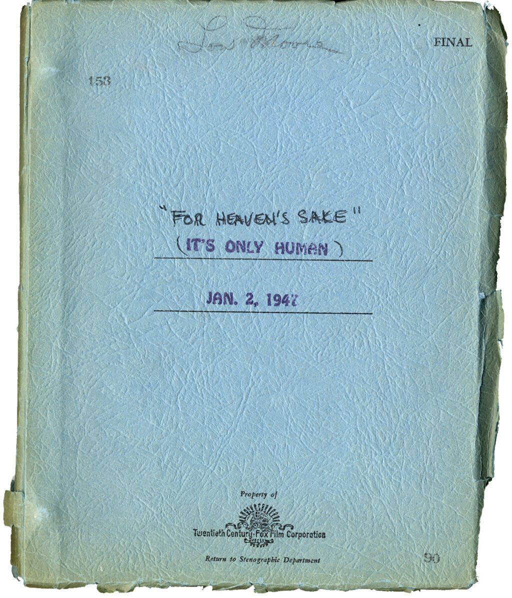 MIRACLE ON 34th STREET [under working title: IT'S ONLY HUMAN] (1947) Final screenplay by George Seaton, Jan 2, 1947