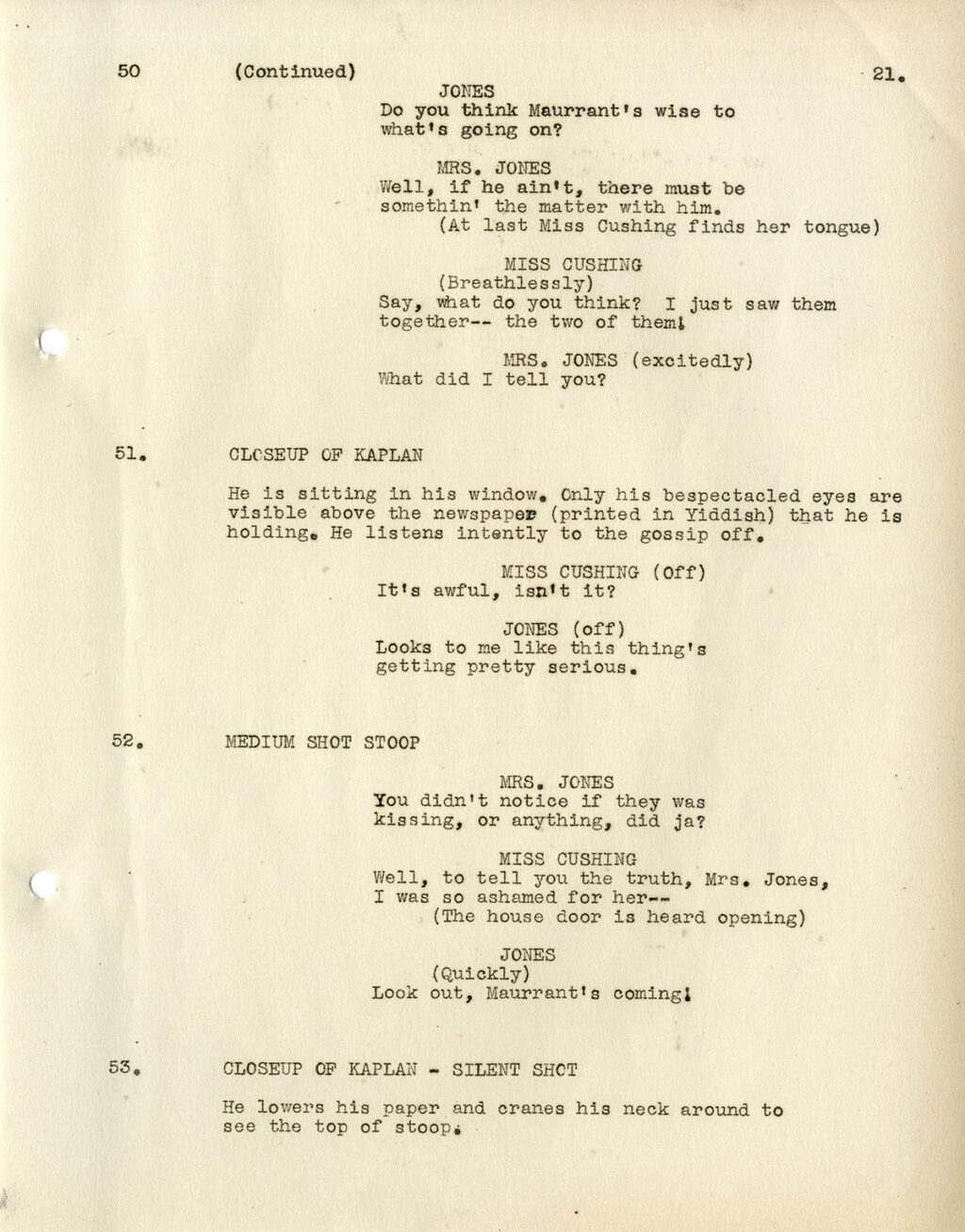 STREET SCENE (1931) Revised film script by Elmer Rice dated Jun 20, 1931