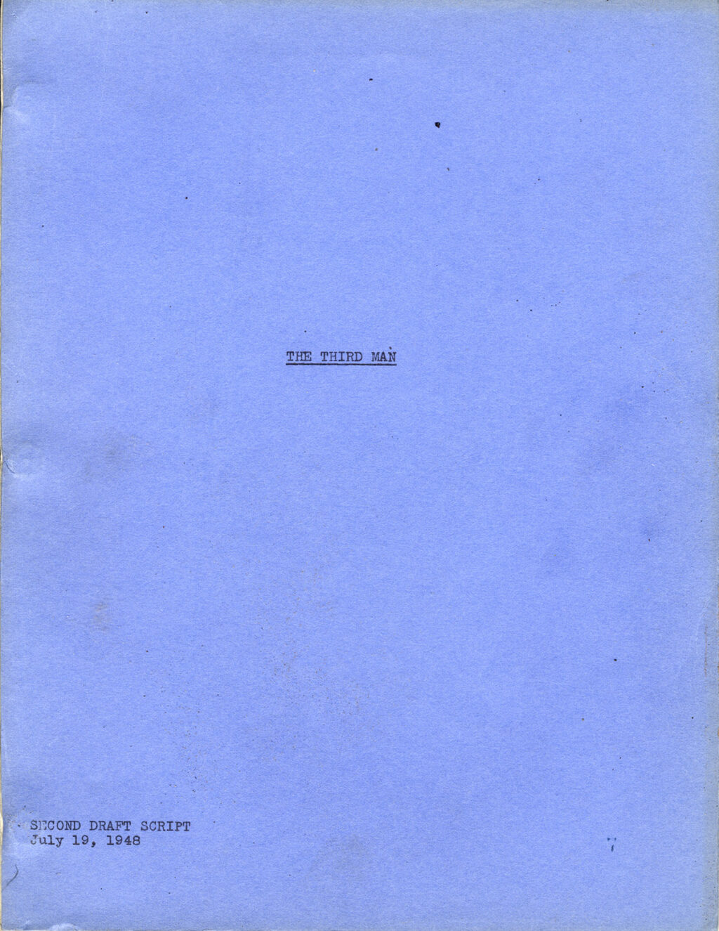 THIRD MAN, THE (1949) Second Draft script, Jul 19, 1948 by Graham Greene