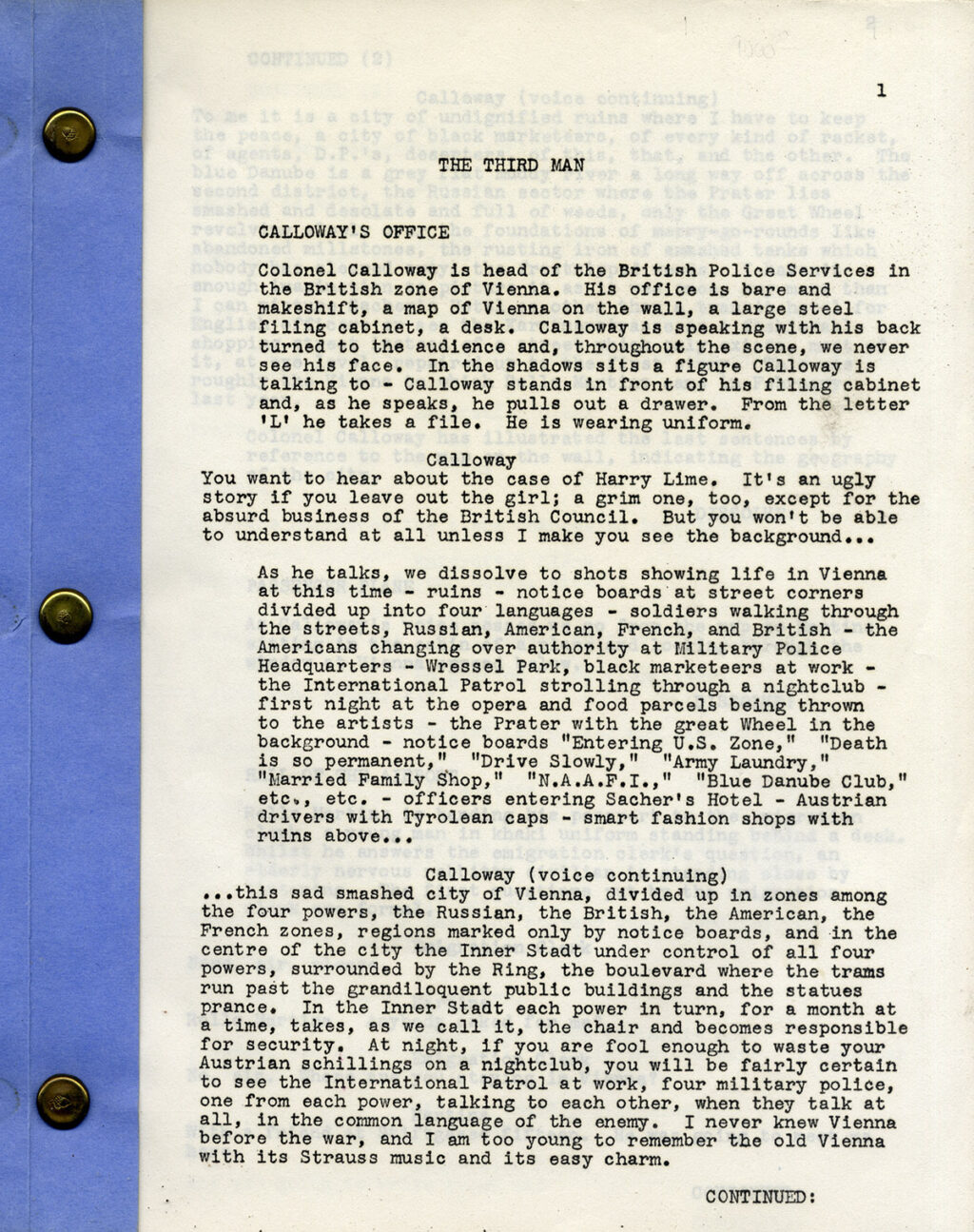 THIRD MAN, THE (1949) Second Draft script, Jul 19, 1948 by Graham Greene - Image 2