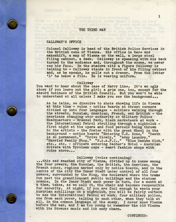 THIRD MAN, THE (1949) Second Draft script, Jul 19, 1948 by Graham Greene - Image 2