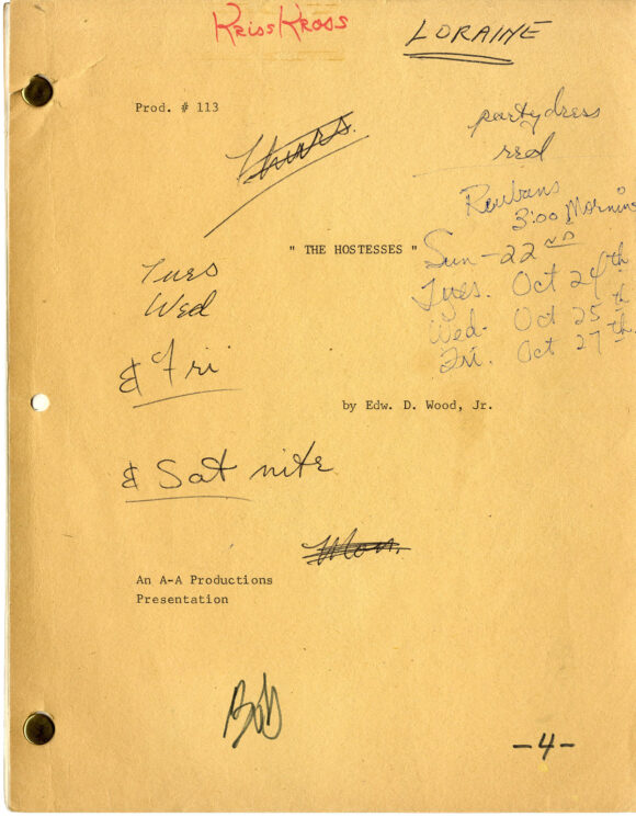 HOSTESSES, THE [working title for: THE COCKTAIL HOSTESSES] (1973) Film script