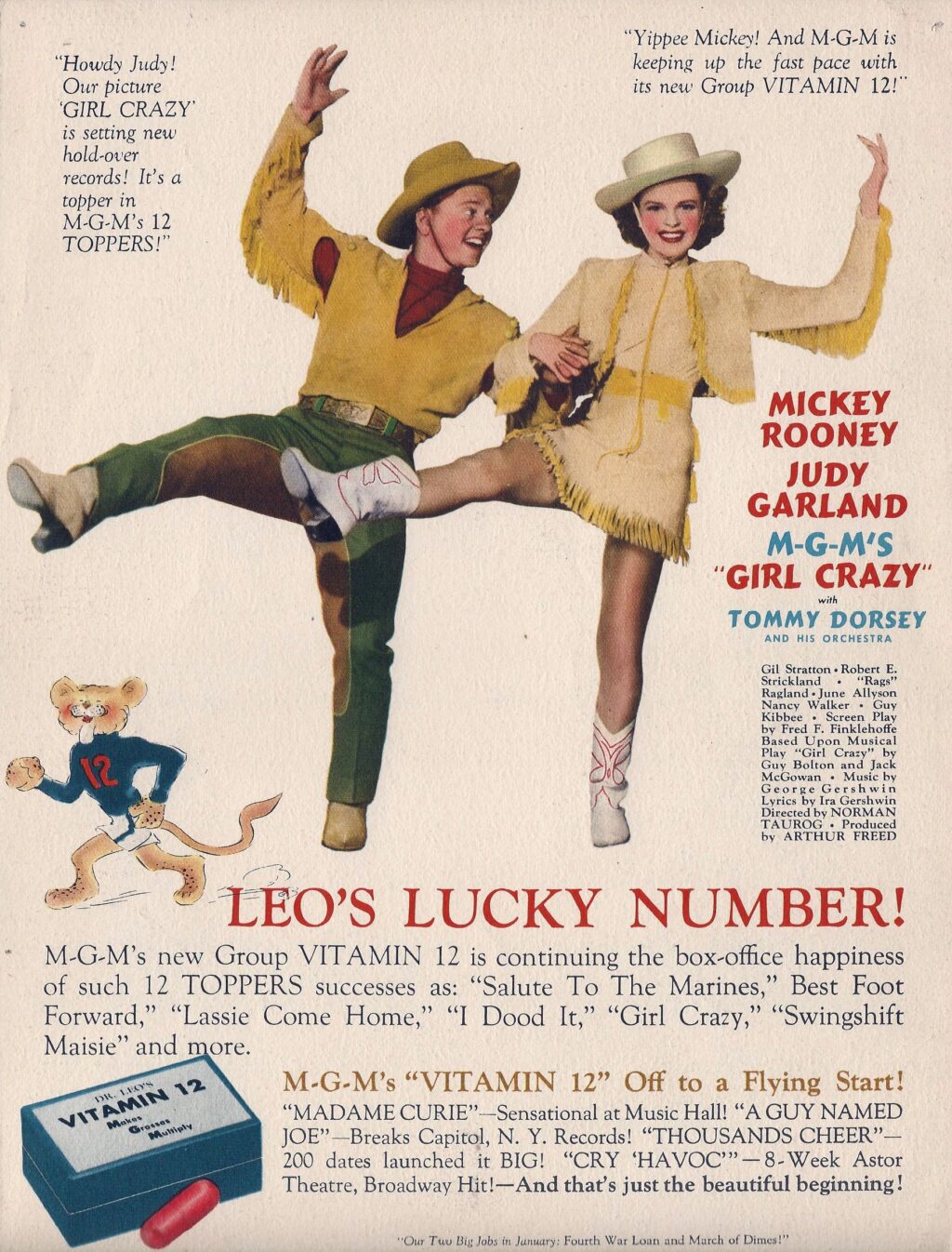 GIRL CRAZY (1943) Advertising pull-out by Jacques Kapralik - Image 2