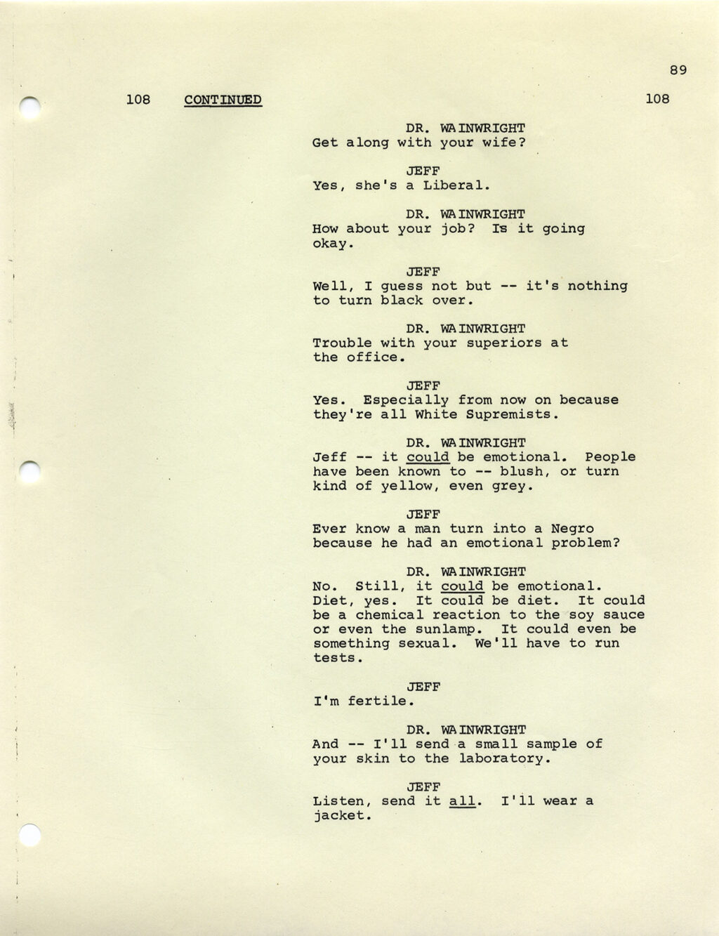 WATERMELON MAN [under working title: MIRROR, MIRROR] (1969) Film script dated Aug. 6, 1969 - Image 5