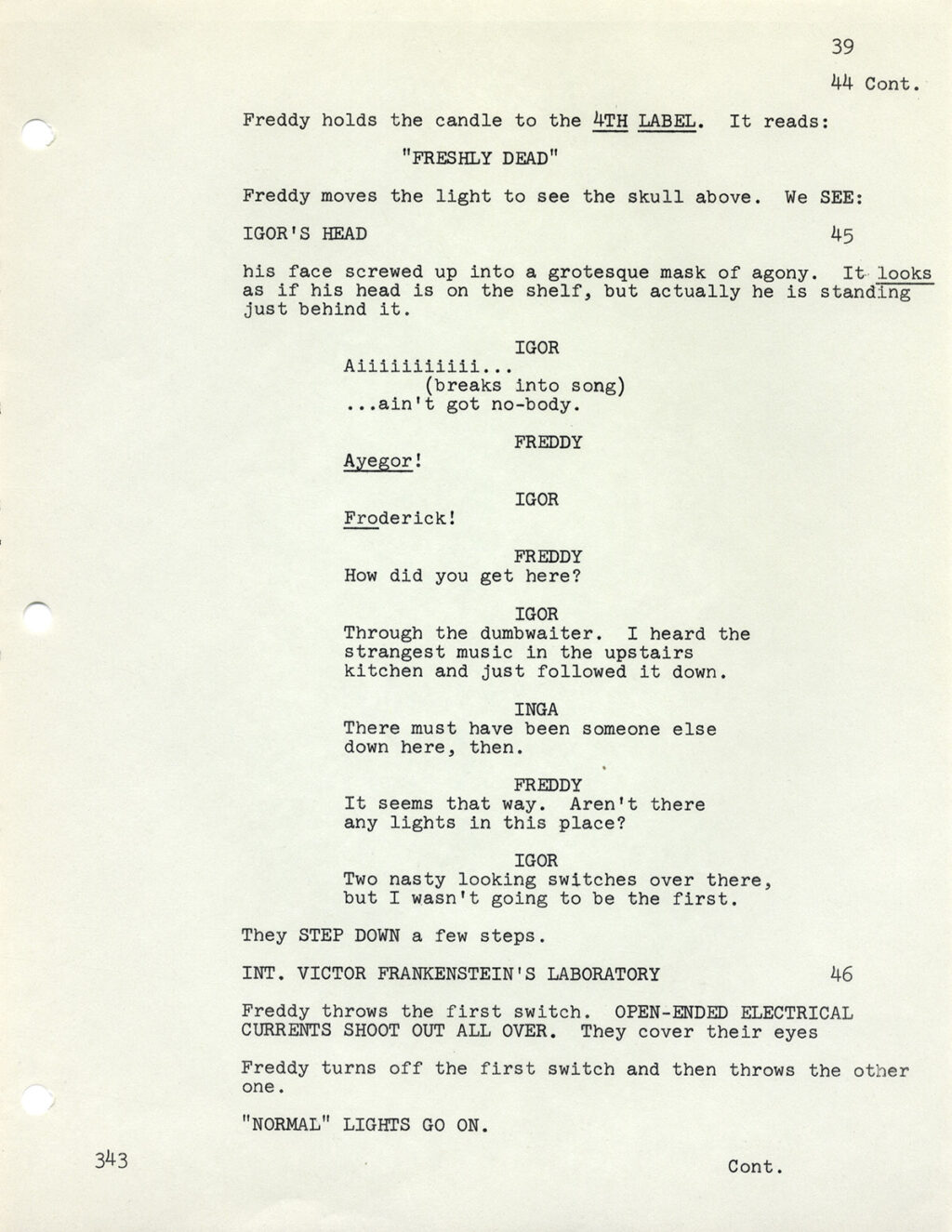 YOUNG FRANKENSTEIN (1973) Third Draft screenplay by Gene Wilder & Mel Brooks dated Dec. 17, 1973 - Image 4