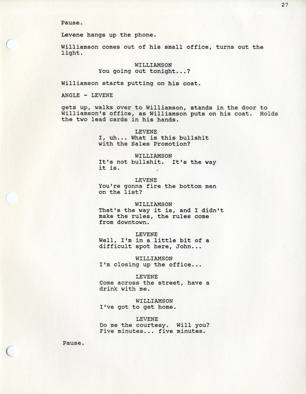 GLENGARRY GLEN ROSS (1992) First draft screenplay by David Mamet - Image 4