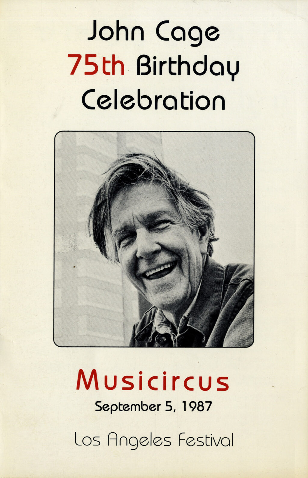 JOHN CAGE 75th BIRTHDAY CELEBRATION (1987) Program