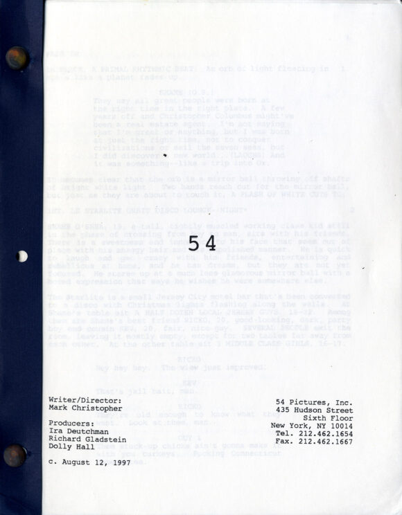 54 (Aug 12, 1997) Film script by Mark Christopher - Image 2