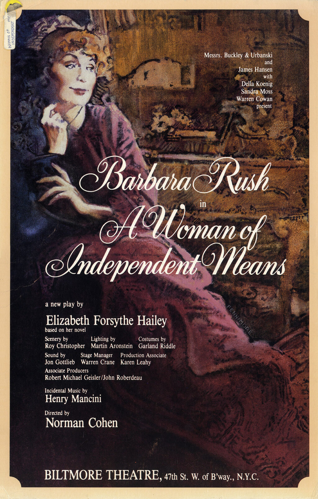 Elizabeth Forsythe Hailey's A WOMAN OF INDEPENDENT MEANS (1984) Theatre poster