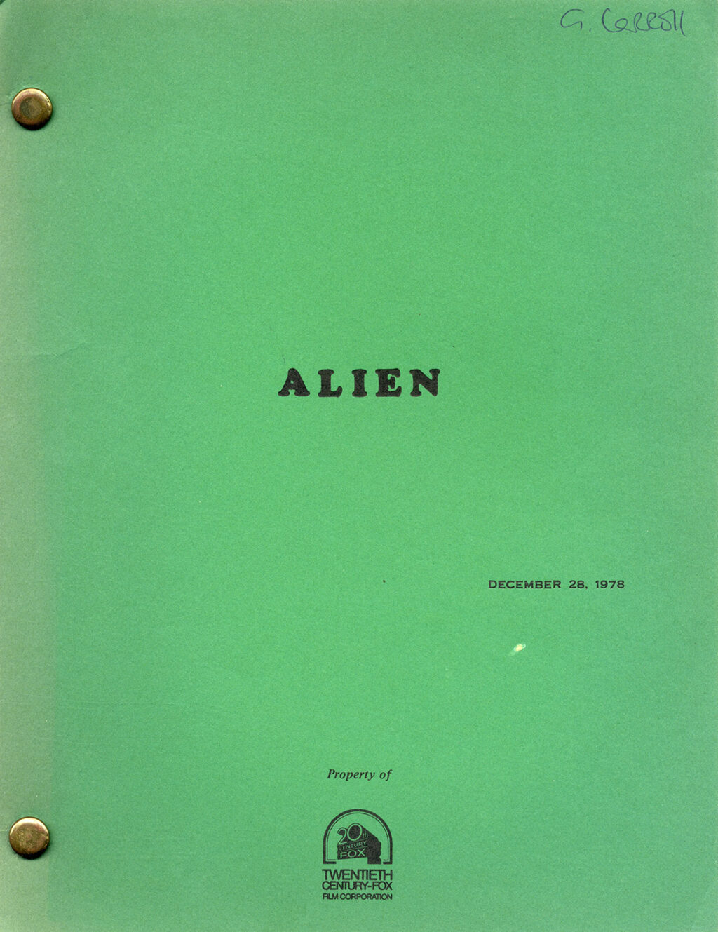 ALIEN (Dec 28, 1978) "Revised Final" Draft by Walter Hill and David Giler