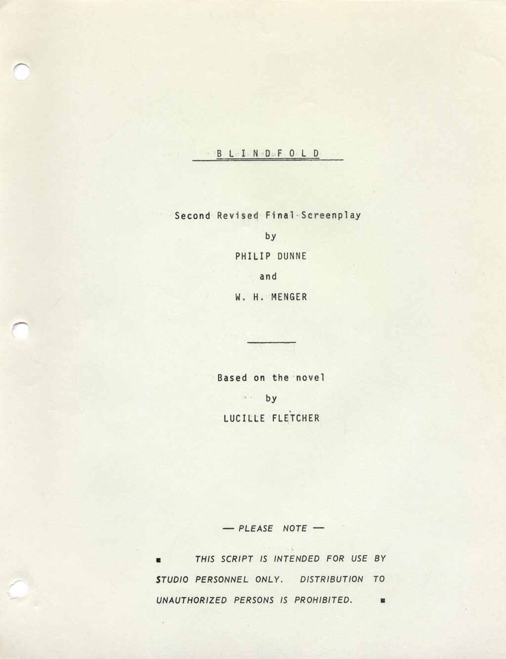 BLINDFOLD (Feb 4, 1965) Second Revised Final screenplay - Image 3