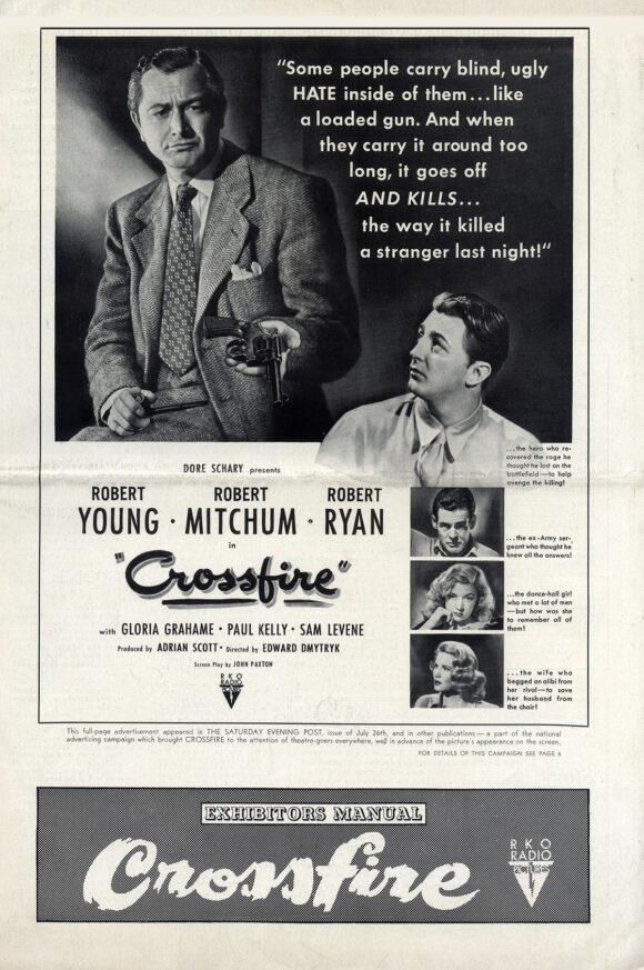 CROSSFIRE (1947) Pressbook