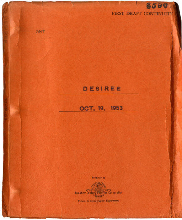 DÉSIRÉE (Oct 19, 1953) First Draft screenplay by Daniel Taradash