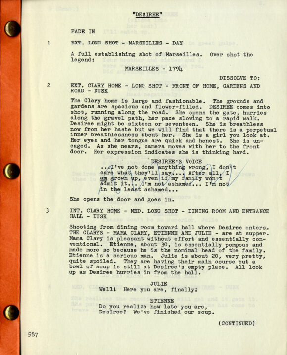 DÉSIRÉE (Oct 19, 1953) First Draft screenplay by Daniel Taradash - Image 2