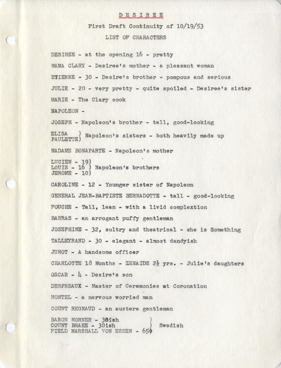 DÉSIRÉE (Oct 19, 1953) First Draft screenplay by Daniel Taradash - Image 7