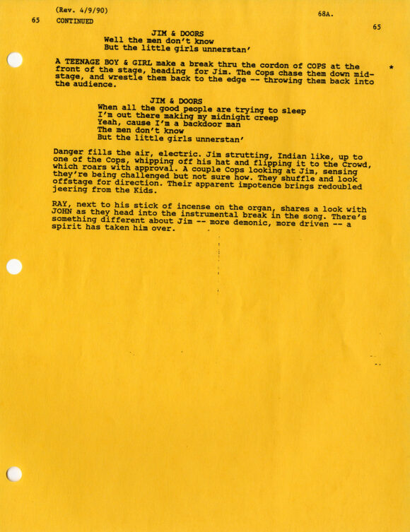 DOORS, THE (Feb 1990) Third Draft screenplay by Oliver Stone - Image 4