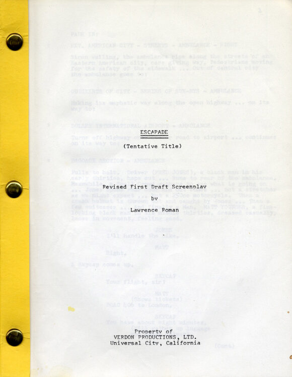 ESCAPADE [working title for: A WARM DECEMBER] (Jun 11, 1971) Revised First Draft screenplay