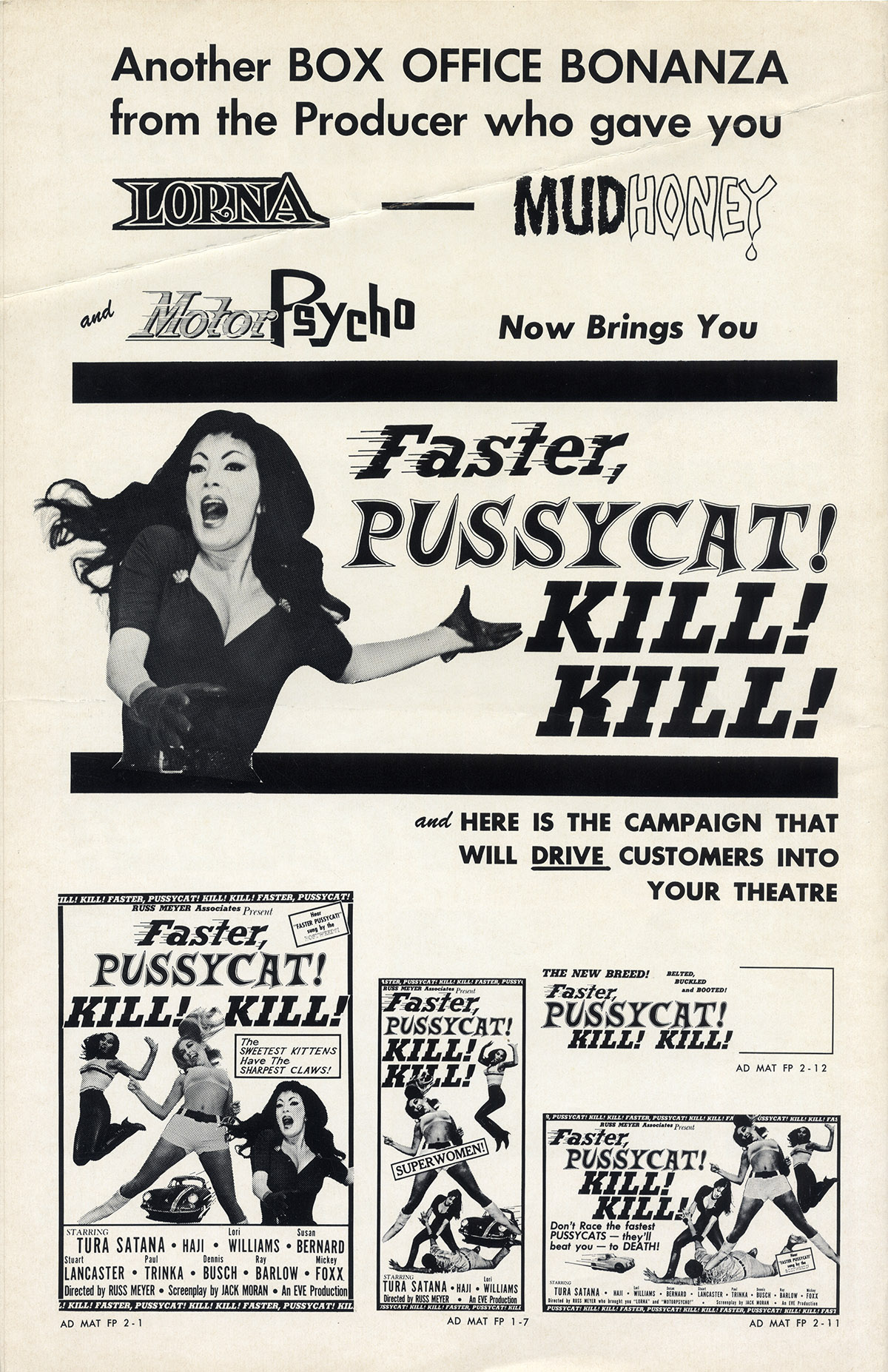 Faster Pussycat Kill Kill 1965 Pressbook Walterfilm 4305