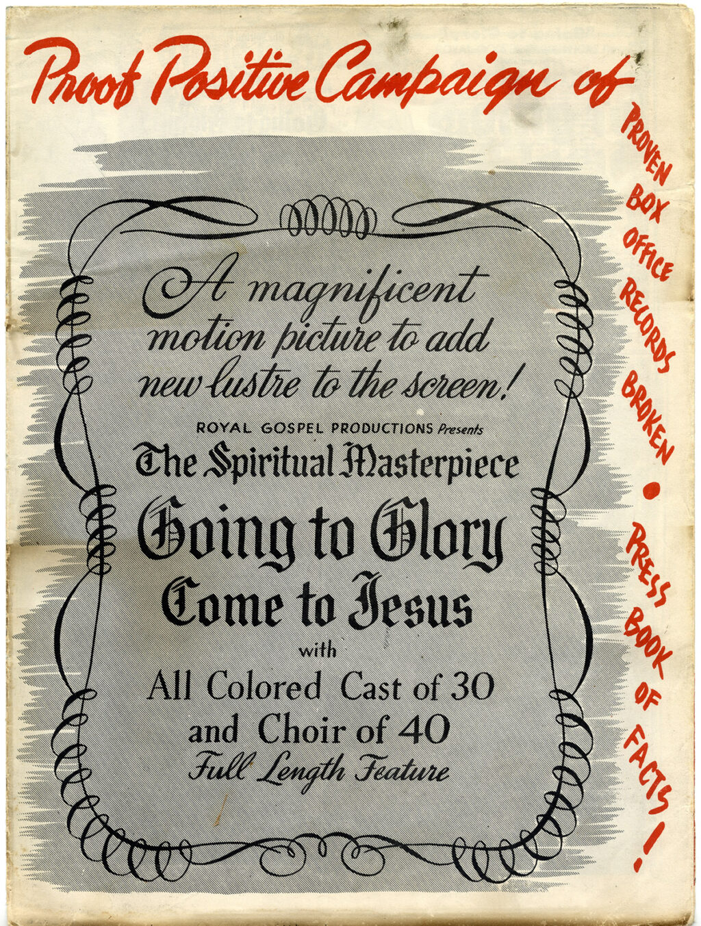 GOING TO GLORY, COME TO JESUS (1947) Pressbook