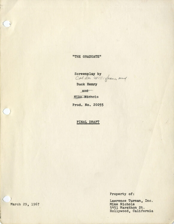 GRADUATE, THE (Mar 29, 1967) Final Draft Screenplay by Buck Henry and Mike Nichols - Image 2