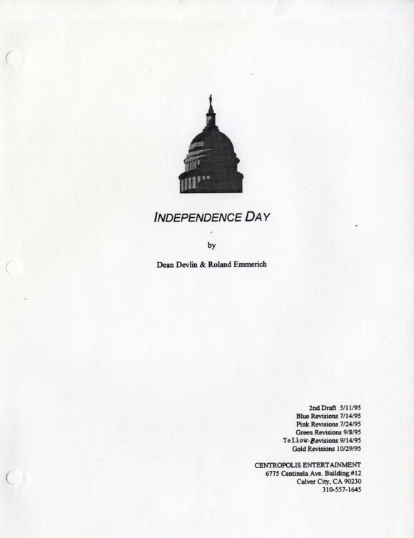 INDEPENDENCE DAY (May 11, 1995) Second Draft script by Dean Devlin and Roland Emmerich - Image 2