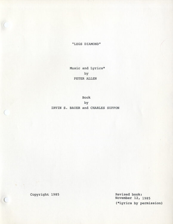 LEGS DIAMOND (Nov 12, 1985) Revised book theatre script - Image 3