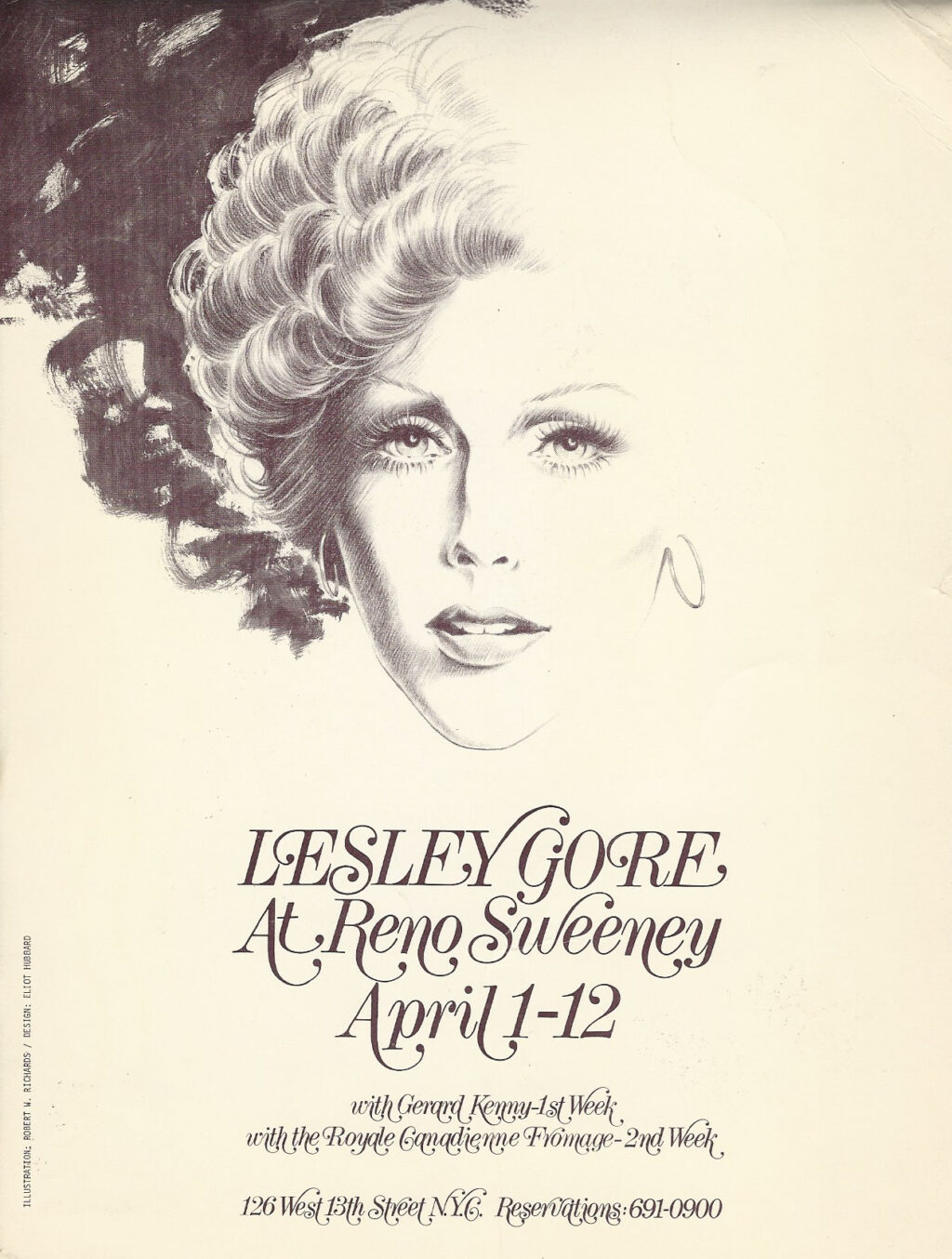 LESLEY GORE at RENO SWEENEY (1975) Postcard