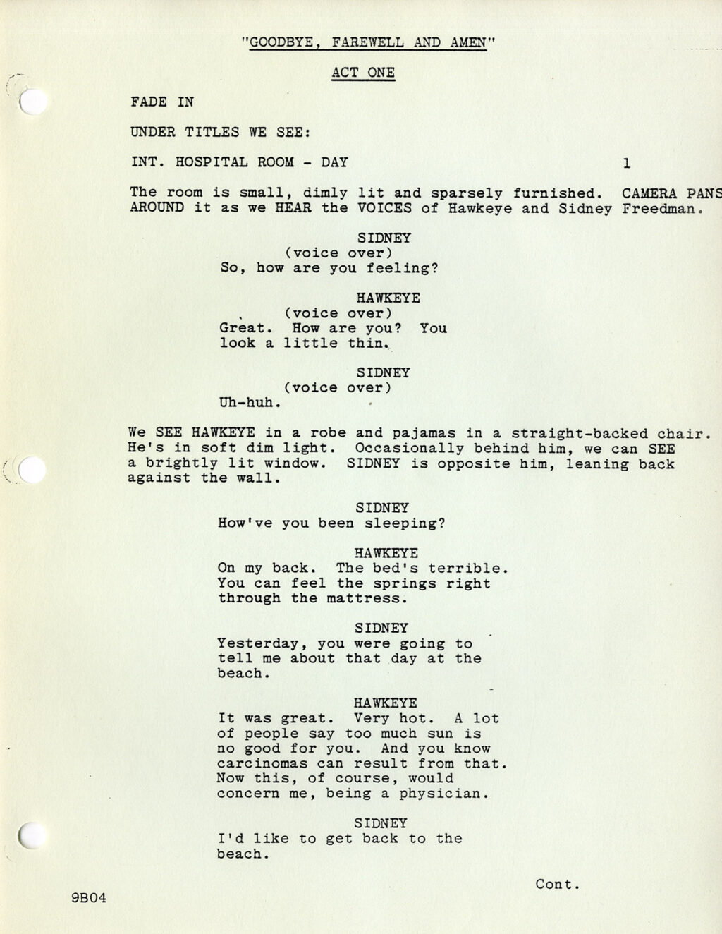 M*A*S*H "GOODBYE, FAREWELL AND AMEN" (Sep 16, 1982) Final TV script - Image 5