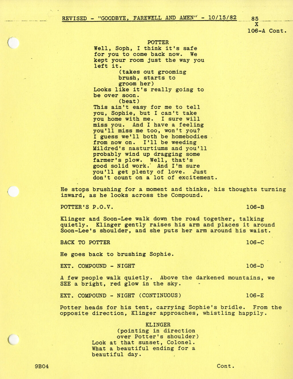 M*A*S*H "GOODBYE, FAREWELL AND AMEN" (Sep 16, 1982) Final TV script - Image 3