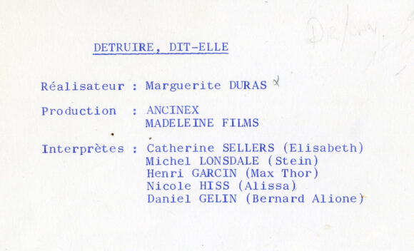 MARGUERITE DURAS / DESTROY, SHE SAID [DÉTRUIRE, DIT-ELLE] (1969)