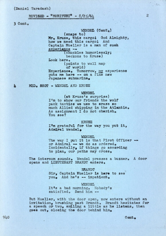 MORITURI (Jul 15, 1964) Second Draft screenplay by Daniel Taradash - Image 4