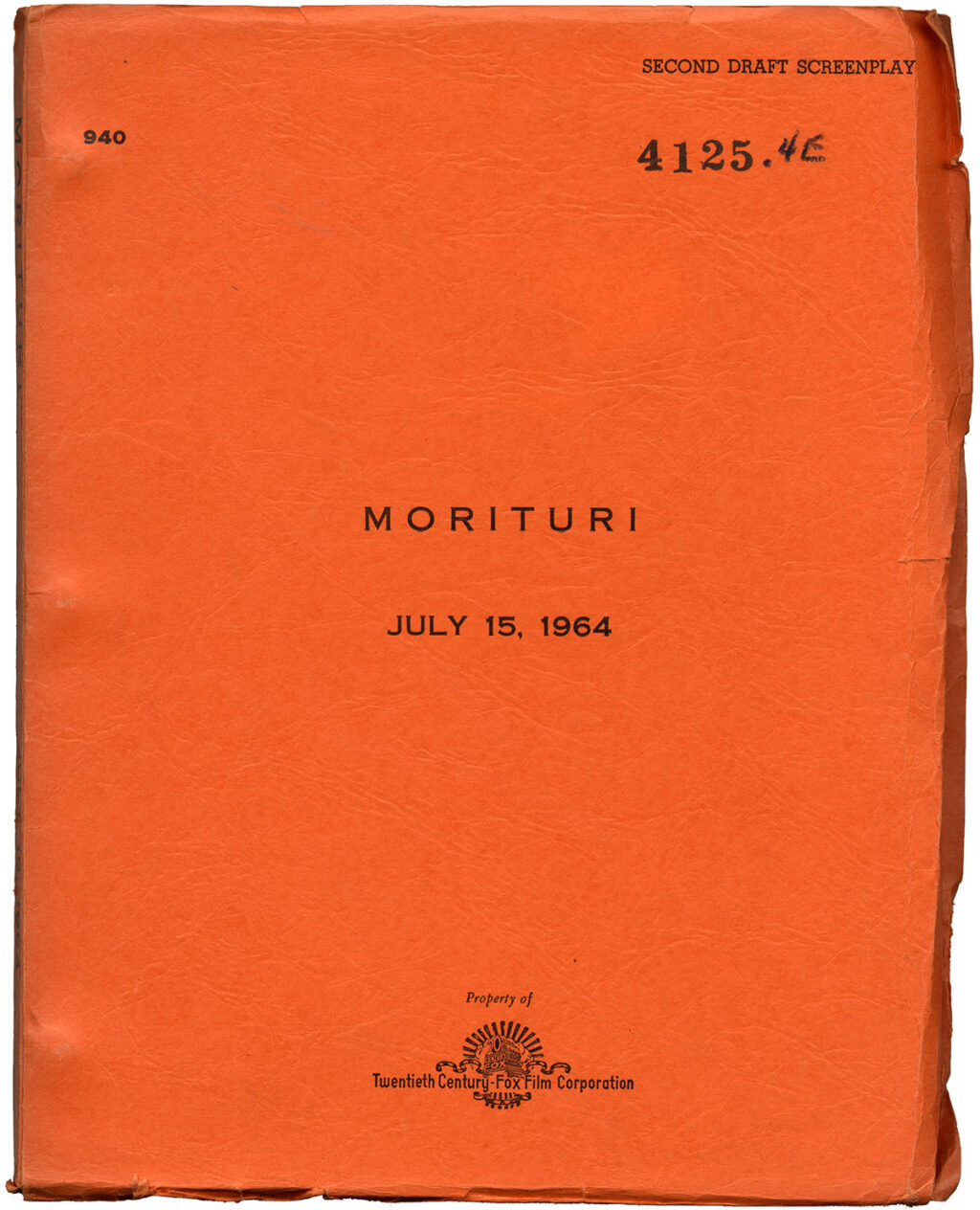 MORITURI (Jul 15, 1964) Second Draft screenplay by Daniel Taradash