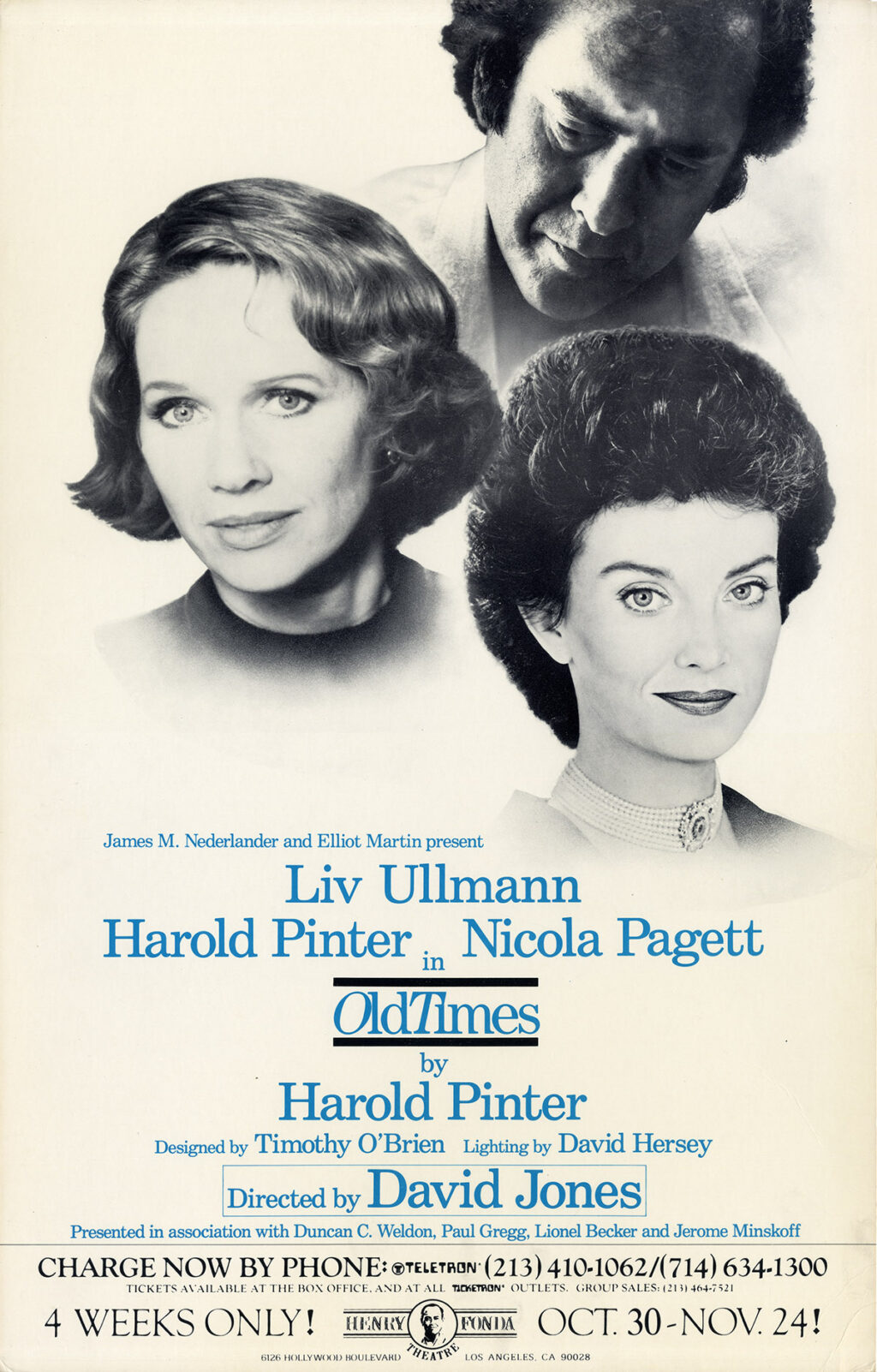 HAROLD PINTER / OLD TIMES (1985) Theatre poster